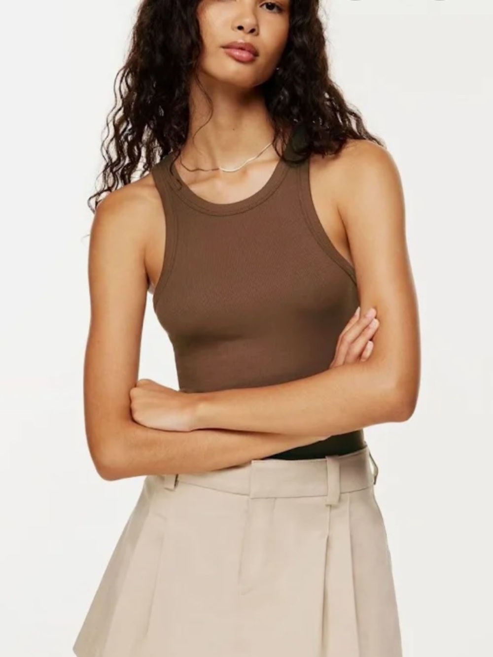 Aritzia Sunday Best Honor Ribbed Cropped Racerback Tank